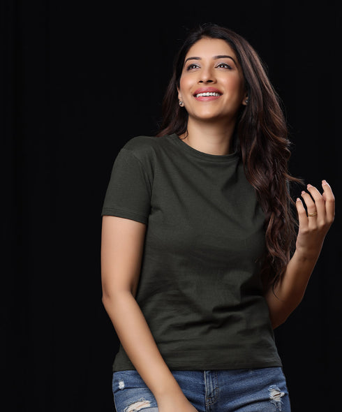 Basic Crew Neck Olive Green T-Shirt